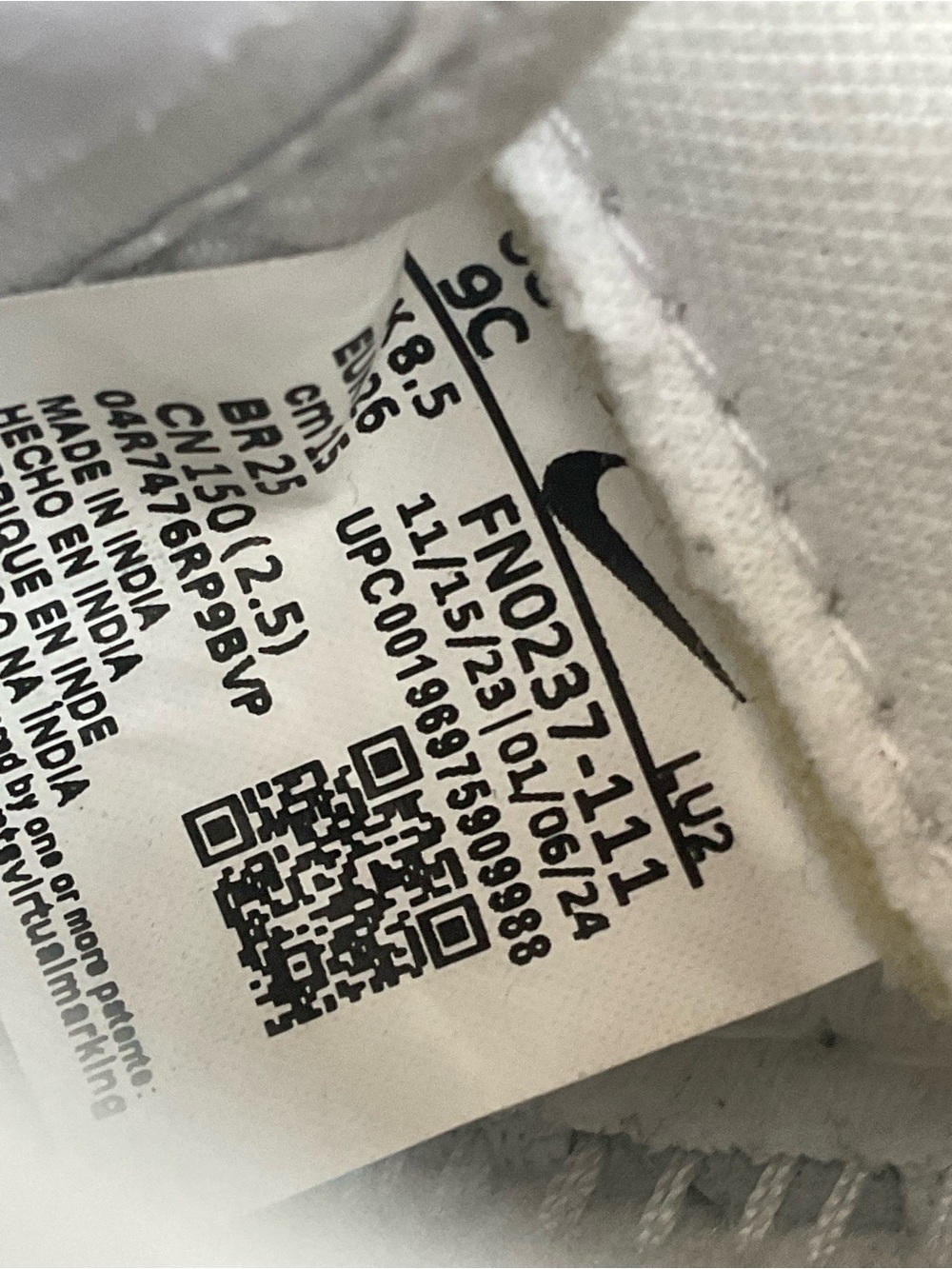 Nike Air Force 1 Low Lace WHITE/WHITE size 9C - Picture 6 of 9